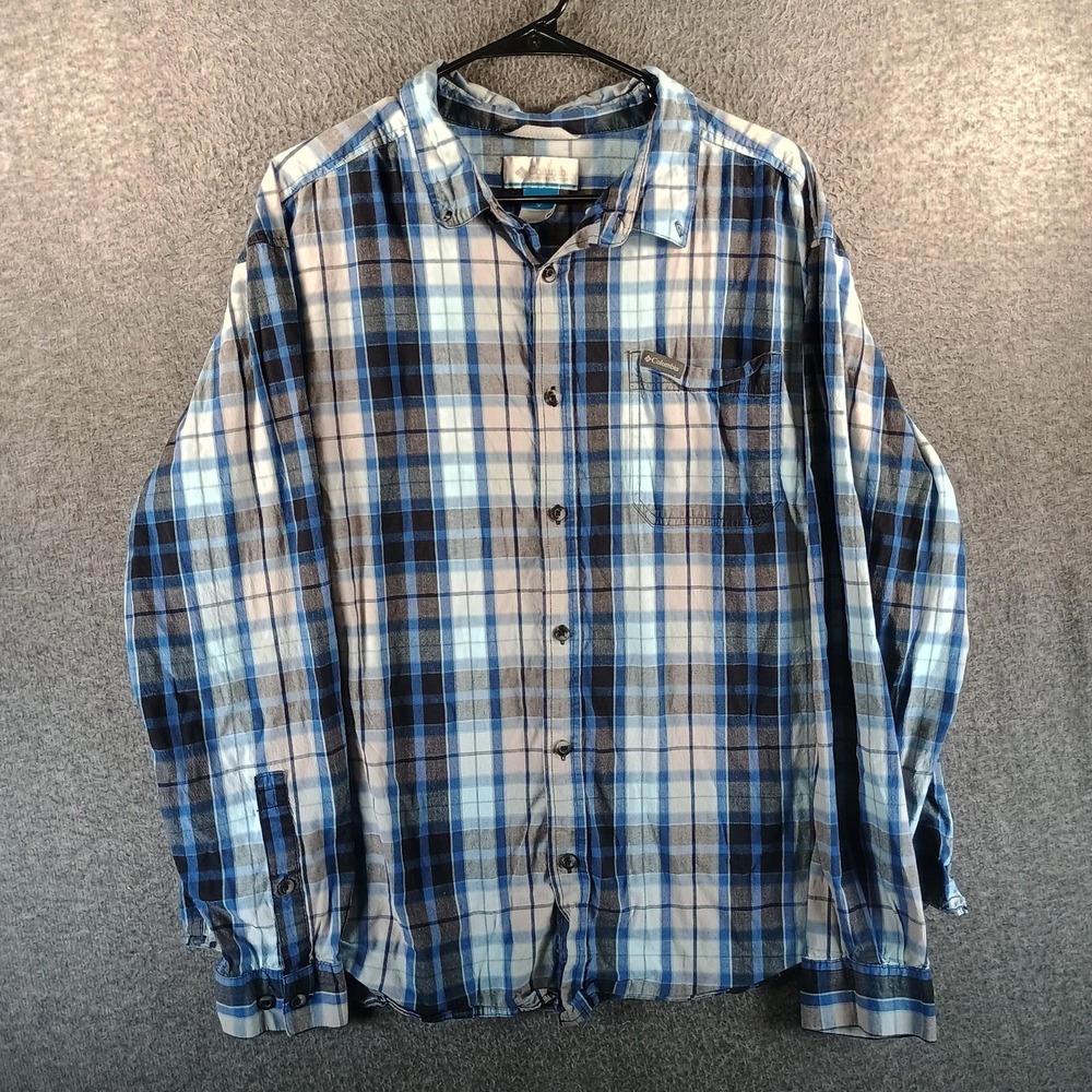 Columbia Rapid Rivers II LS‎ Shirt Men XXL Plaid Performance Stretch AM7968 GORP